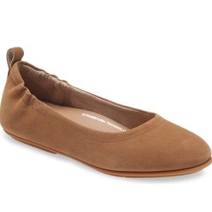 FitFlop Allegro Women's 11 Tan Suede Slip On Flats Ballet Shoes Comfy NEW